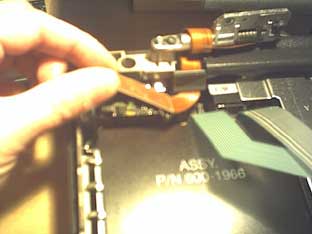 Removing the LCD connector, closeup